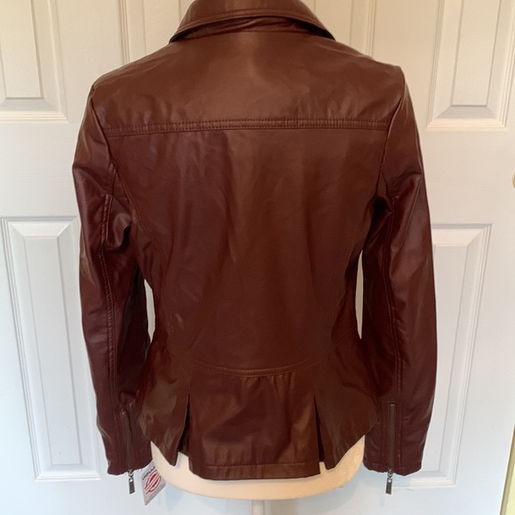 NEW * JOUJOU Burgundy Vegan Leather Jacket Size Medium - Picture 5 of 9